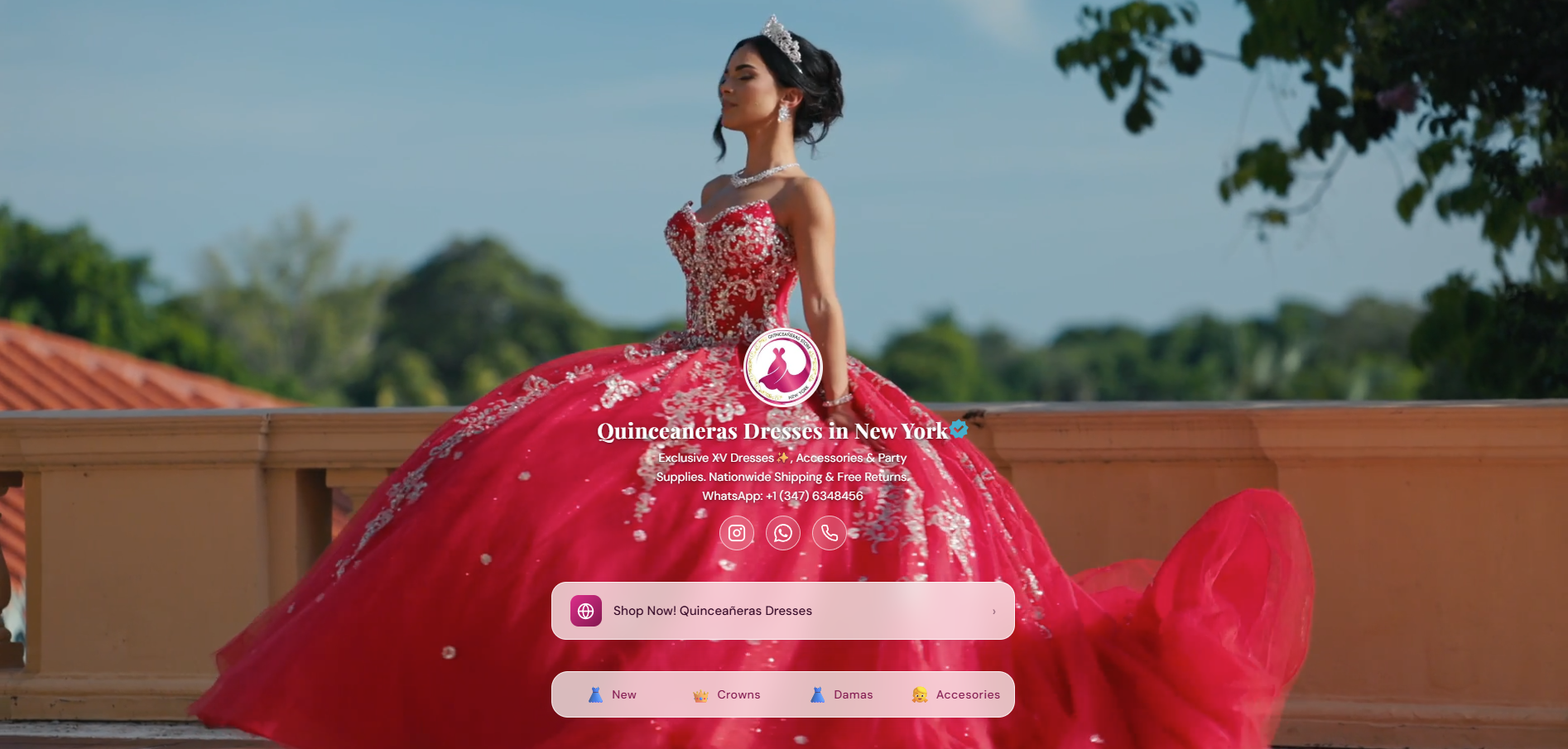Quinceañeras NYC — custom link hub microsite screenshot